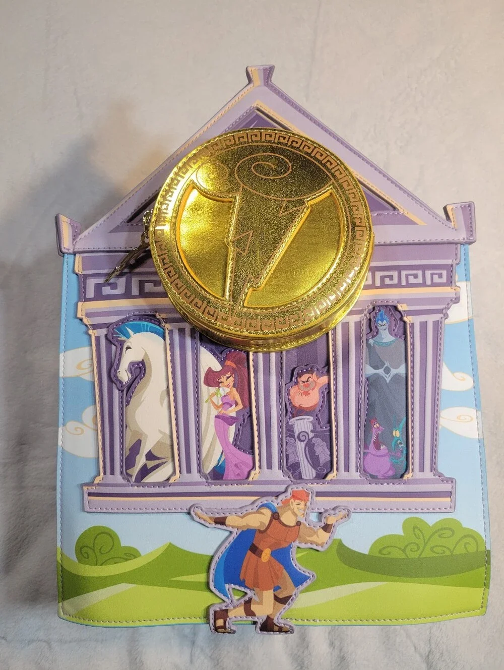 Hercules Loungefly Mini Backpack Grecian Temple Building Being Lifted NWT